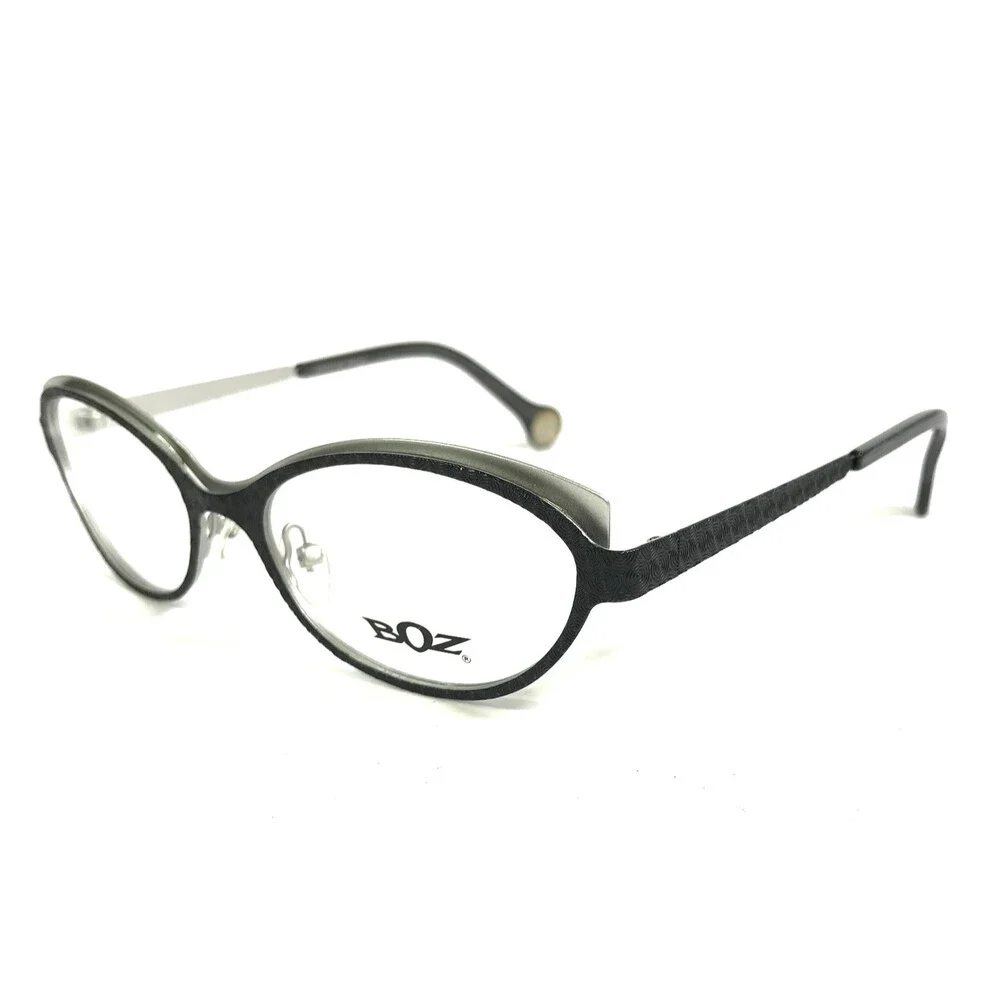 BOZ Eyeglasses Frames VISTA 0010 Black Silver Cat Eye Full Rim 52-17-140